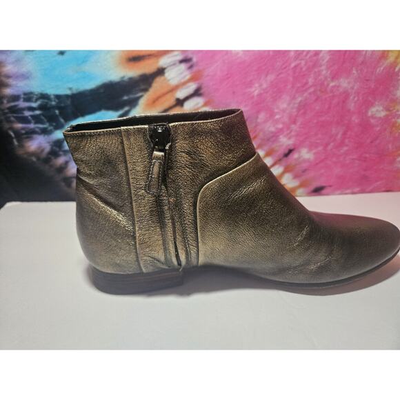 Cole Haan Allen Bootie Zip Ankle Boots Women's 9.5 Black Gold Burnished Metallic - Picture 7 of 10